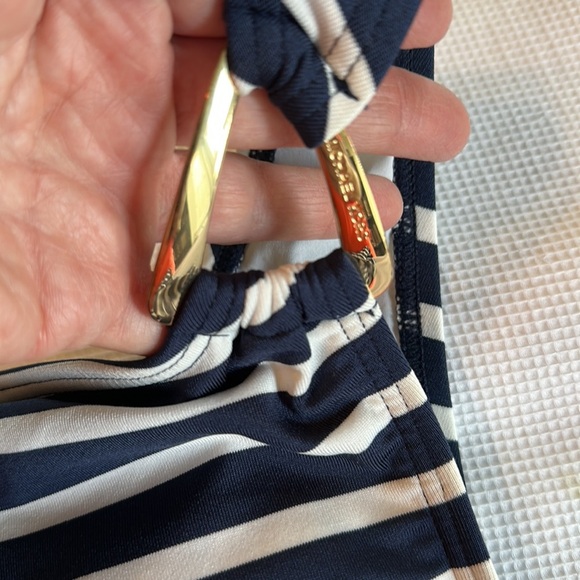 Michael Kors Striped One shoulder Swimming Suit size 6 Navy and white - Picture 6 of 15